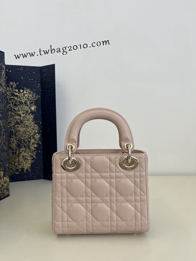 Dior专柜新款Lady女包迪奥高仿原单甜蜜粉Classic Lady戴妃包三格手提女包 djfk1419